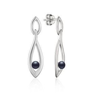 Cercei argint lungi cu perle naturale negre DiAmanti SK24342E_B-G (Argint 925‰ 3,7 g.)
